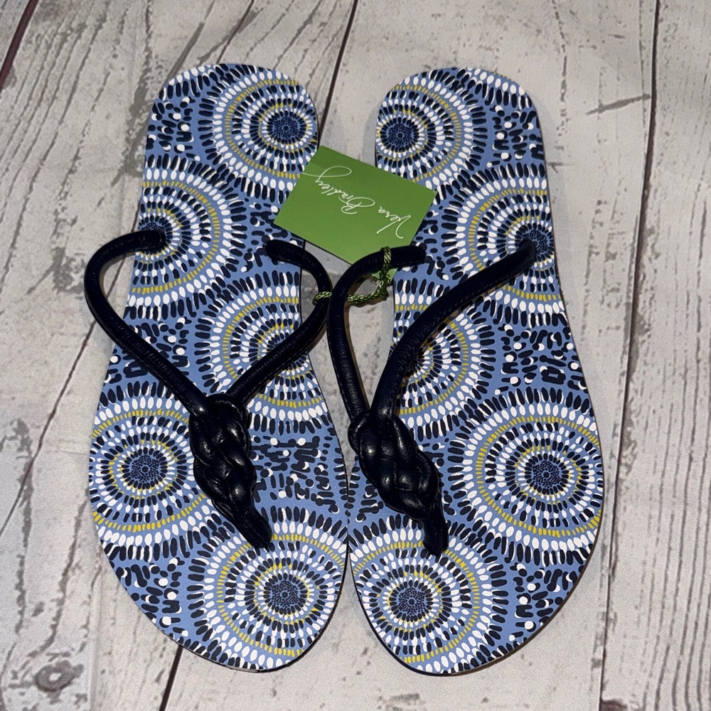 Vera Bradley Blue Circular Starry Night Print Flip Flops Size Medium 7/8